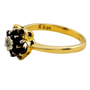 18ct Gold Sapphire/Diamond Cluster Ring size K